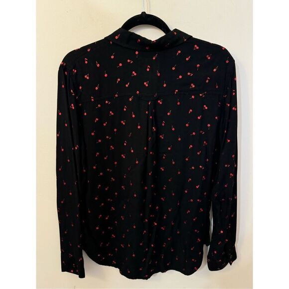Rails Rocsi Metallic Cherry Print Black Button Down Shirt S - Picture 6 of 7